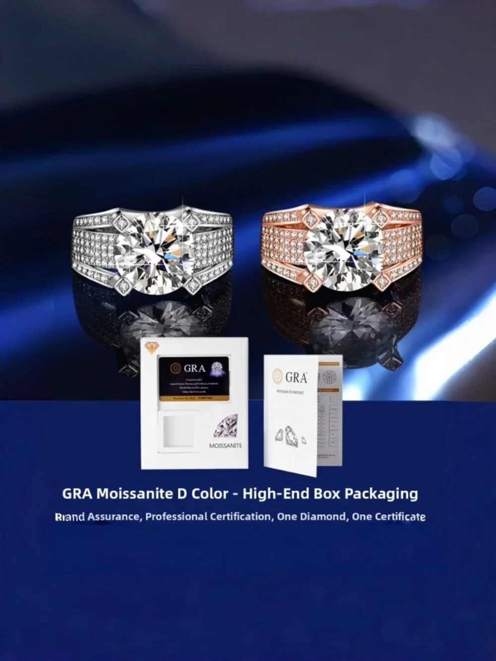#Certified 5 ct. t.w. Moissanite Men Premium Bold GRA D Moissanite Ring
